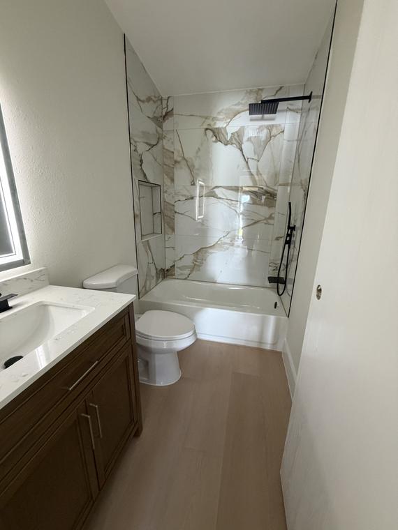 The finished bath, looking in from the hall
